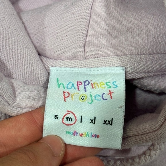 Happiness Project Light Pink Hoodie Sweater Size M - Picture 3 of 4